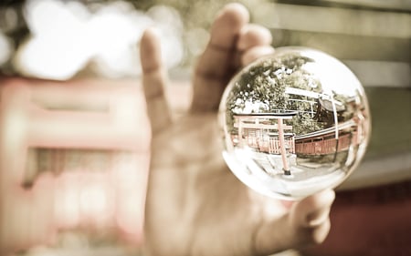 Glass Ball - abstract, glass, photography, beautiful, hand, glass ball, ball