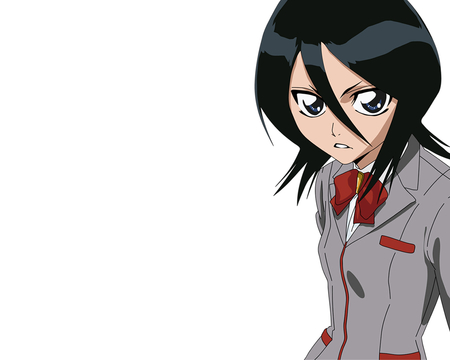 Rukia Alert - white background, serious, rukia, bleach