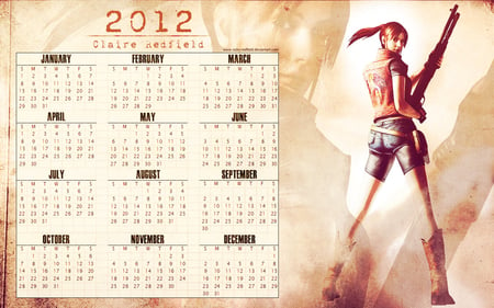 Claire Redfield 2012 Calendar - claire redfield, resident evil, babe, 2012, calendar, hd