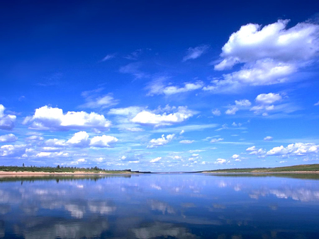 River - clouds, river, nature, blue, sky, other