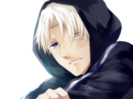 Matou Kariya - male, smile, anime, white eyes, fate zero, matou kariya, white hair