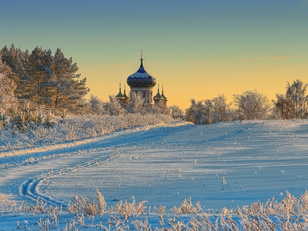 WINTER - winter, nature, church, snow