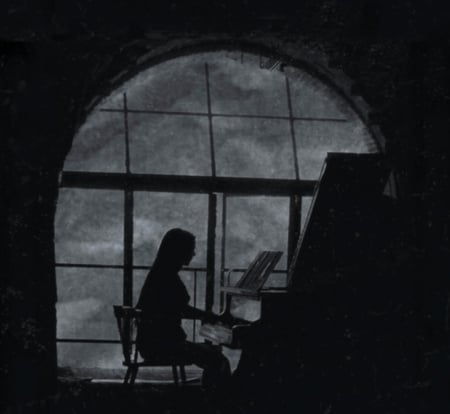 A LITTLE NIGHT MUSIC - artist, melody, romantic atmosphere, photography, night, music, bw, piano, piano player