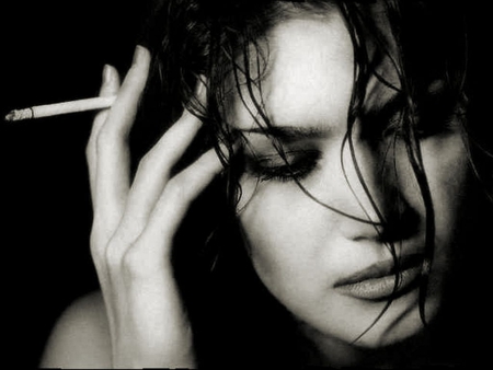 Always you, on my Mind - special, beautiful, photography, photoshop, beauty, woman, cigarette, smoke, black and white