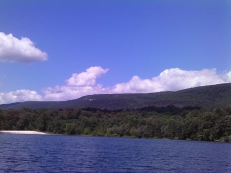 Lake in Virginia - water, blue, lake, mountains, sky