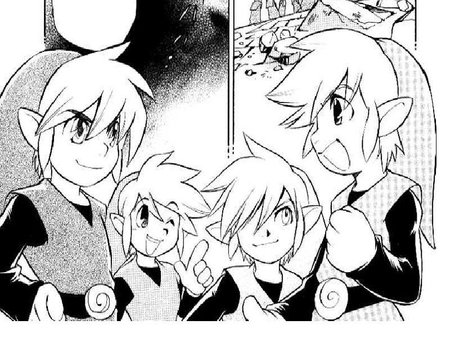 Together,We can do anything! - vio, four swords, the legend of zelda, zelda, blue, red, green, video games, series, fs, manga