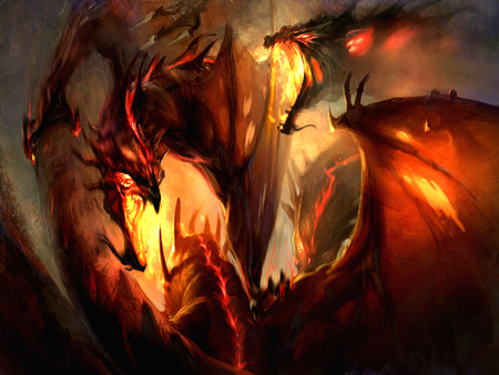 Destroyer - red, fire, fantasy, cool, lava, destruction, dragon, hot