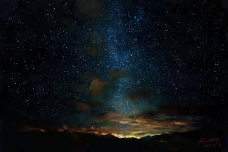 Peak of Dawn - clouds, sunlight, anime, starry sky, pixiv id 1520078, stars, shadow, dawn, flyleaf