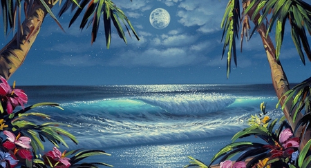 Beach - moon, nature, beach, sea, other