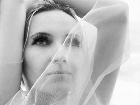 PORTRAIT WITH VEIL - veil, woman, photography, bw, eyes, portrait, beauty, face