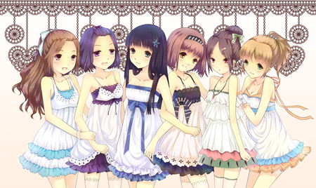 Lovely Girls - girls, smile, anime, dress, cute, sweet