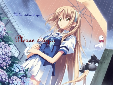 Please Stay - tears, anime, rain, stay, die