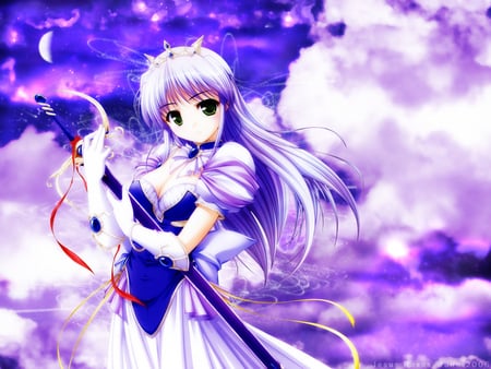 Warrior Princess - princess, purple, bow, cloud