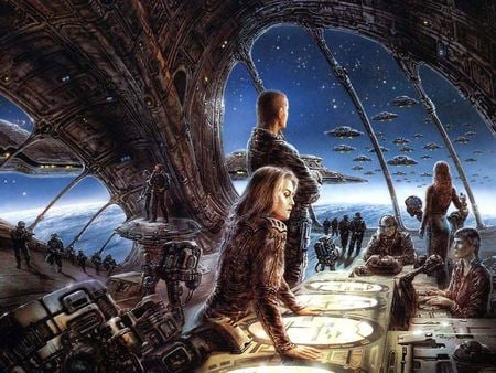 Invasion - space, ufos, scifi, science fiction, luis royo, ships, art