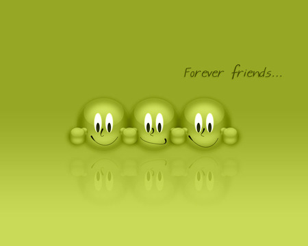 forever friends - saying, 3d, smiley, green