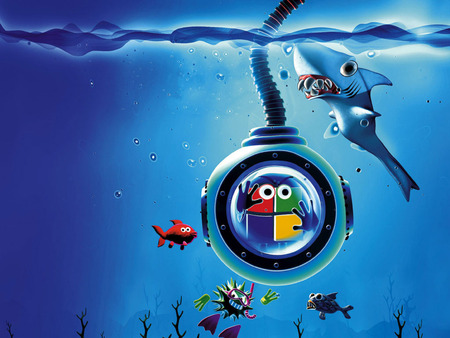 windows - fun, windows, shark, fish, pc