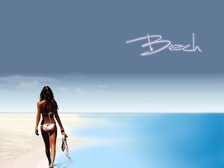 beach girl - water, summer, beach, girl, ocean