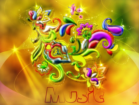 Dreamy Music - dreamy, designs, yellow, music, colors, green