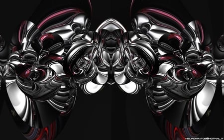 Ultimatum - black and red, bryce, mirror, chrome, reflective, abstract