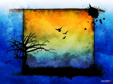 The Window - abstract, ink, colors, 3d, tree, splotches