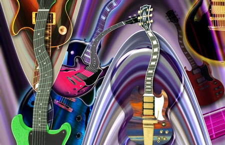 Warped Guitars - abstract, music, warped, guitars