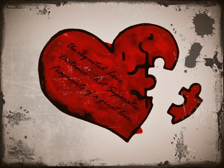 Fragmented Love - broken heart, love, heart, red