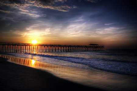 sunset - sunset, nature, scenery, beach, landscape, reflection