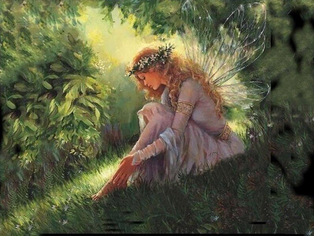 Garden of Dreams - garden, fairy, girl, trees