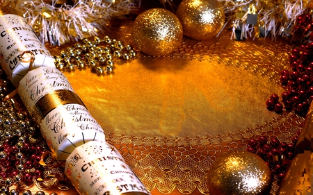 GOLDEN CHRISTMAS - balls, background, design, elements, christmas