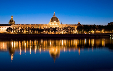 Lyon - sky, night, nature, reflection, france, beautiful, city, architecture, lyon, lights