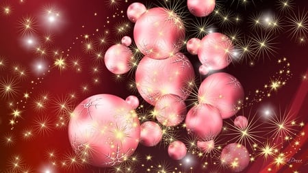 Christmas New Years Explosion - gold stars, balls, new years, pink, stars, firefox persona, christmas, glow, red, glitter, ornaments, shine