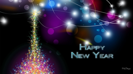 Happy New Year - bokeh, new years, colors, firefox persona, tree, christmas, glow, lights, bright, streaks, spots