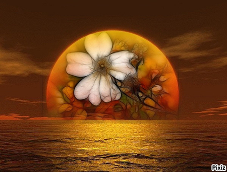 Fractalius Sundown - fractal, lake, sundown, reflection, sun, fractlius