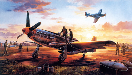 Counting Returns - airplane, mustang, war, p51, plane, north, american, drawing, world, ww2, painting, p-51, art, wwii