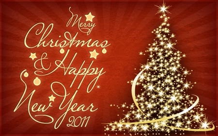 MERRY CHRISTMAS-HAPPY NEW YEAR 2011 - red, 2011, happy new year, merry christmas, tree