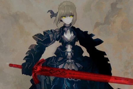 saber - saber, dark, anime, sword, armor