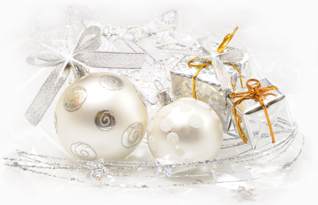 Christmas Decoration - new year, beauty, xmas, gift, magic, photography, magic christmas, christmas decoration, balls, silver, pretty, decorations, holiday, ribbon, gifts, ball, lovely, christmas, silver balls, happy new year, christmas balls, merry christmas, bow, beautiful, decoration