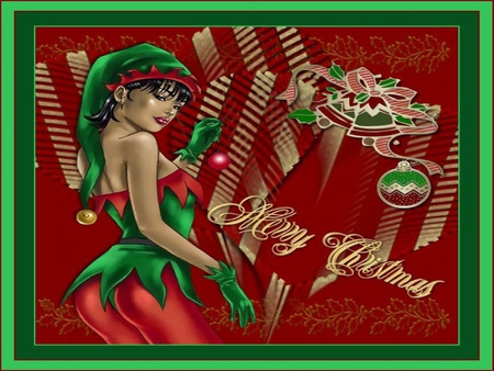 MERRY CHRISTMAS - christmas, female, red, green, holidays