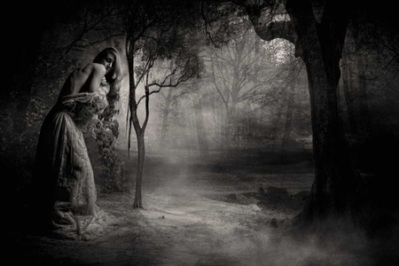 MYSTERIOUS - fantasy, photography, mystic, bw, beauty, forest, art