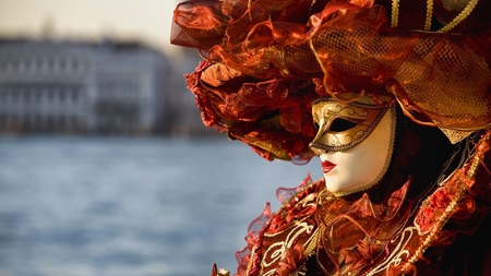 The Mask - looking, mask, profile, beautiful, red