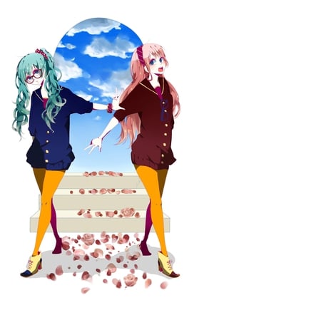 Walking on rose petals - anime, female, walking, rose, petals