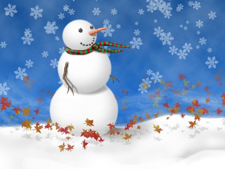 SNOWMAN - snowman, carrot, wallpaper, happy