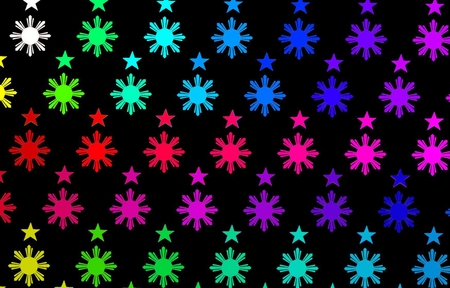 SNOW FLAKES - black, colorful, flakes, snow, wallpaper