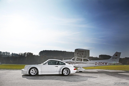 Porsche - inport, white, plane, outdoors