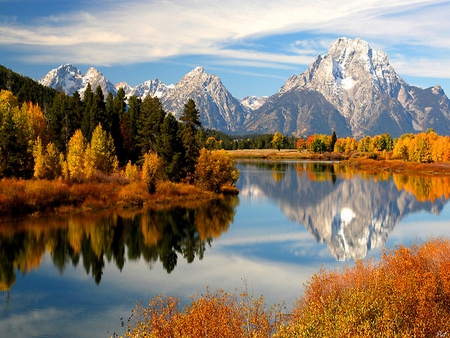 Beautiful reflection - nature, autumn, fall, lake, reflection, mountain