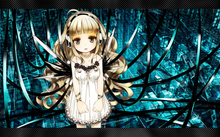 Network - anime, headphones, network, girl, cute, blond hair