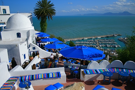 Cafe Sidi BouSaid Tunisia - mediterranian sea, tunisia, africa, meditrraneo, tunisie