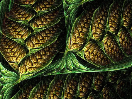 Seed Pod Fractal - seed, pod, green, fractal