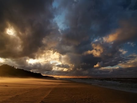 Baltic Sea - sky, beach, sand, clouds