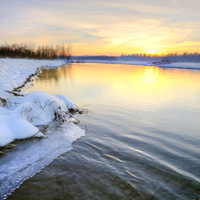 Snow beside the lake